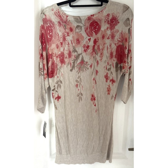 NWT INC. International Concepts Floral Pink Tan Tunic Dress Fairy Sz M - Picture 8 of 11